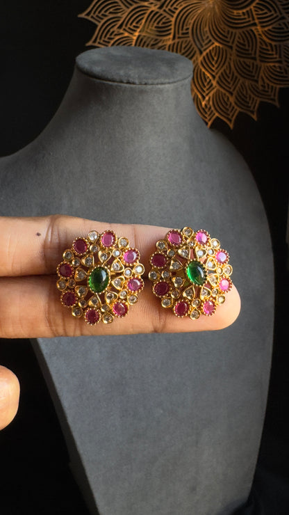 Mandala Kundan Stud Earrings -  Various Designs