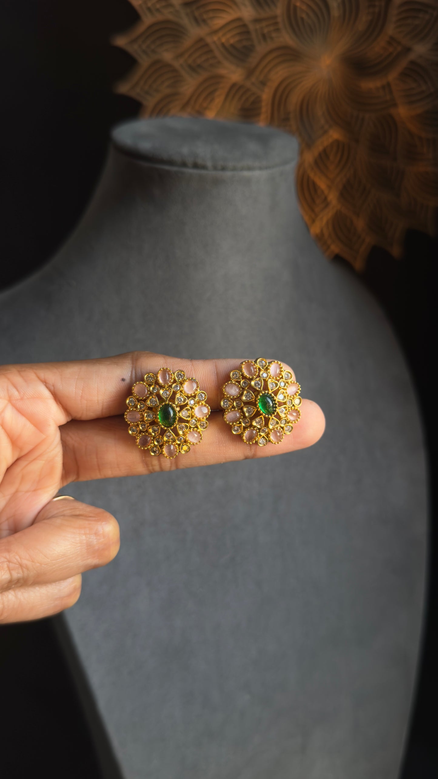 Mandala Kundan Stud Earrings -  Various Designs