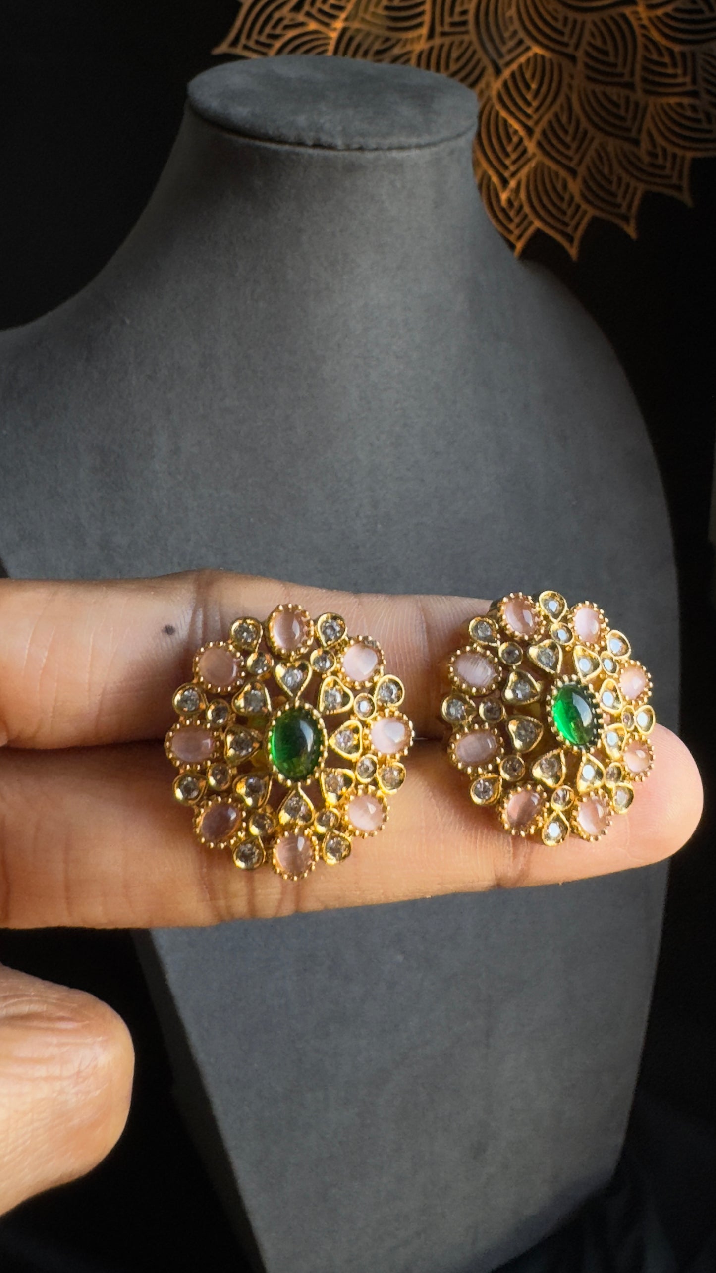 Mandala Kundan Stud Earrings -  Various Designs