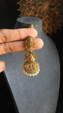 Antique Nakshi Step Matt Gold Jhumka - TEMPLE