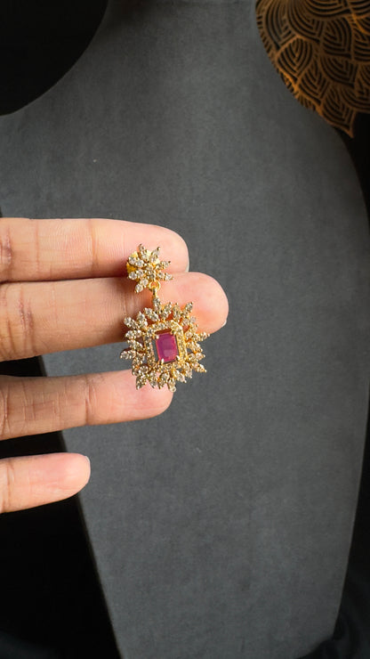 Ruby Gold-Plated Raani Haar Necklace Set - LONG NECKLACE