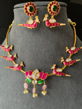 Hasli Necklace Set with Bird and Lotus Motifs - FUSION