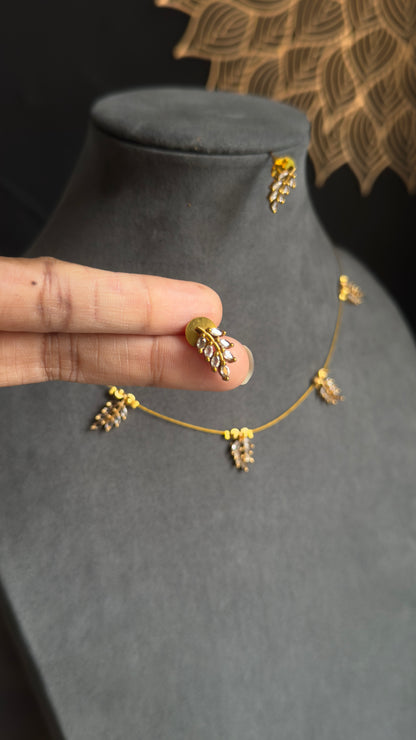 Gold AD Invisible Necklace Set with earrings – Indian Jewellery UK