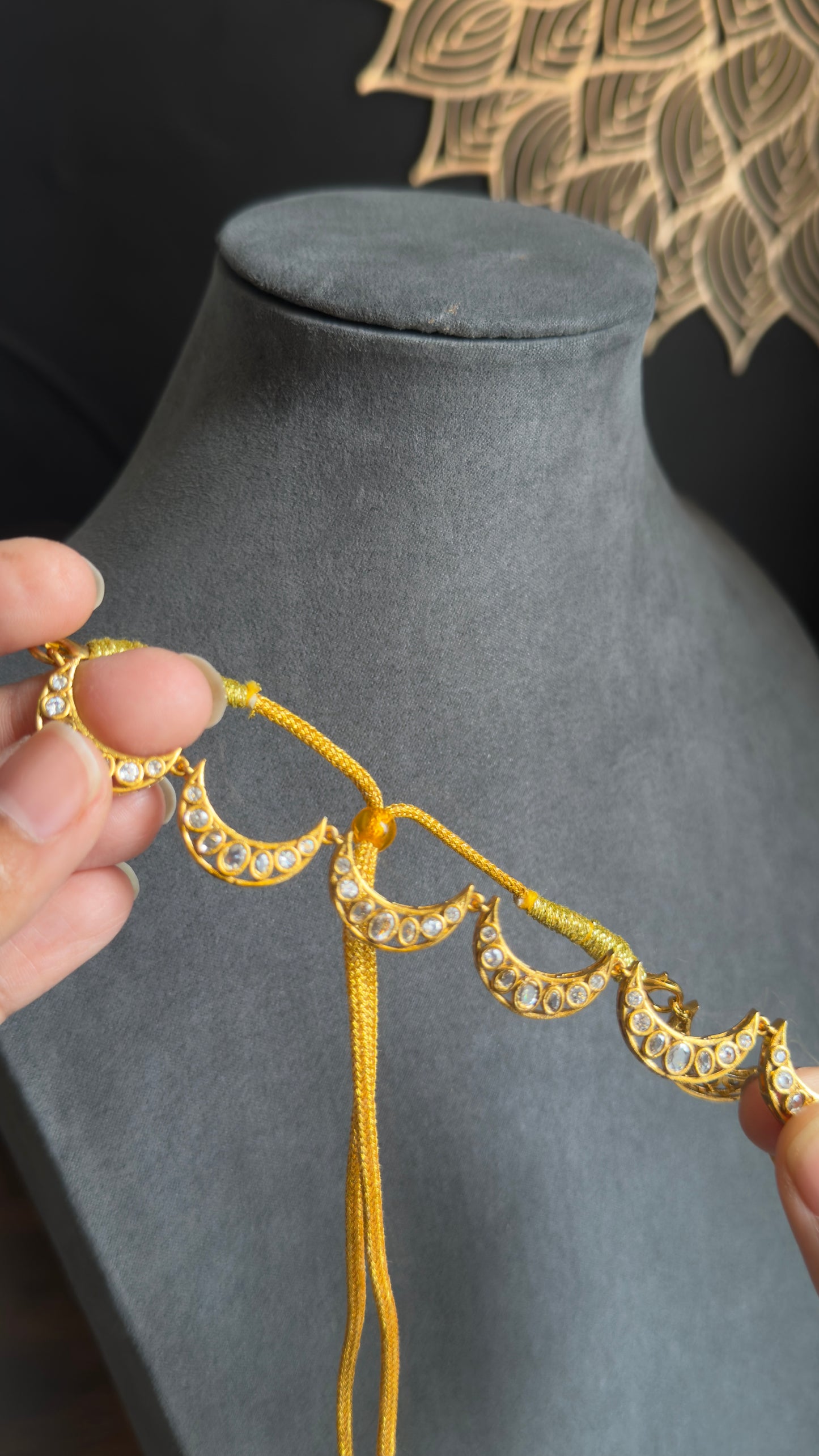 Matt Gold Necklace with dangler Earrings Indian Jewellery