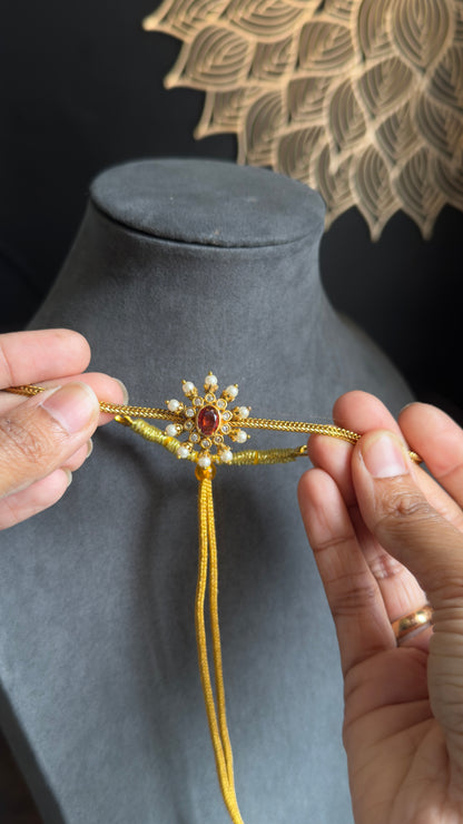Chakra Pendant Gold Indian Necklace with Stud Earrings