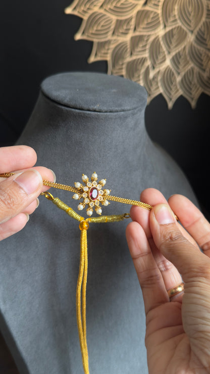 Chakra Pendant Gold Indian Necklace with Stud Earrings