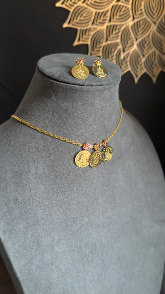 Temple coin microgold Traditional South Indian Necklace