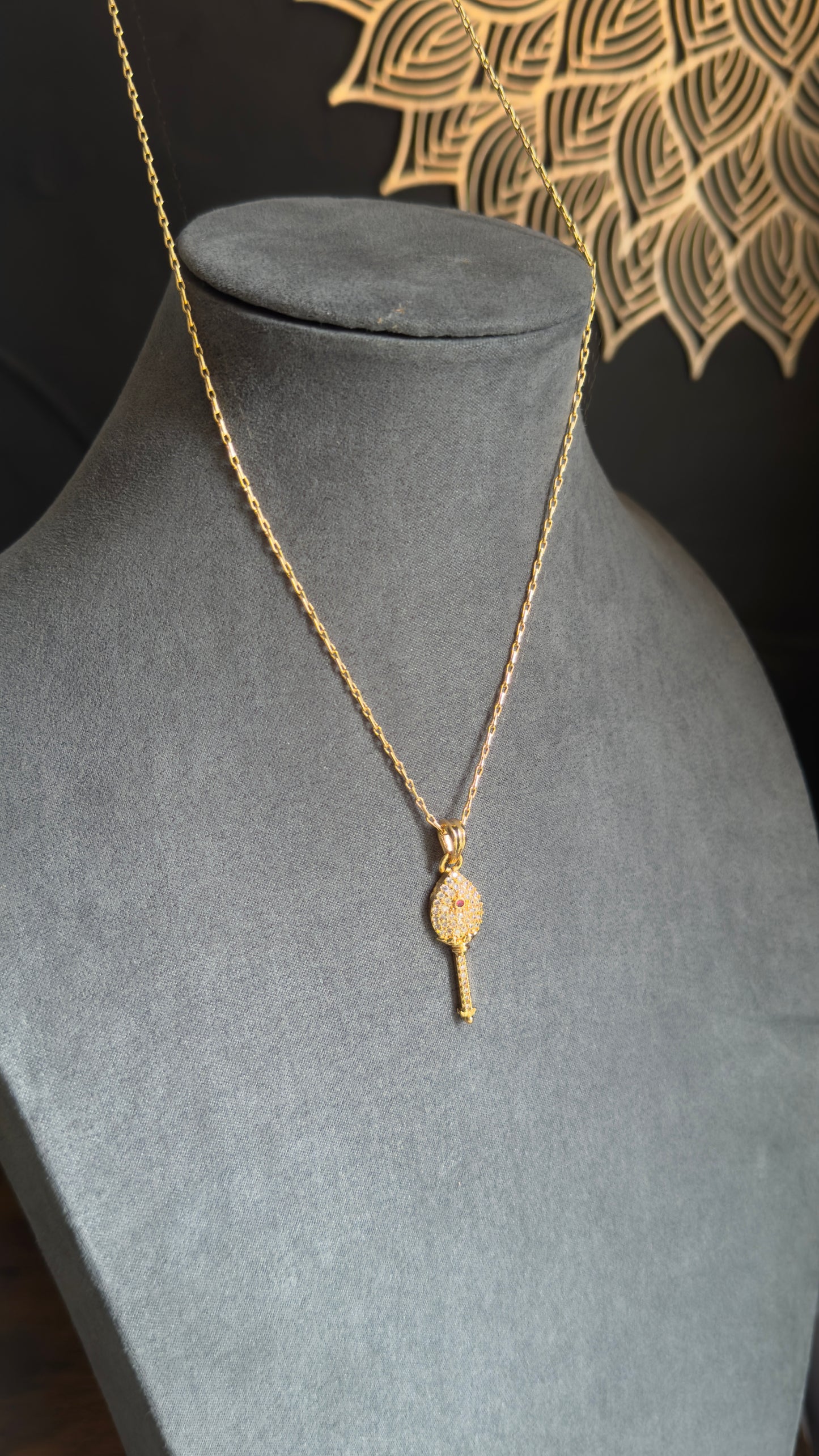 Unisex Microgold Gold Vel Pendant chain Indian Necklace