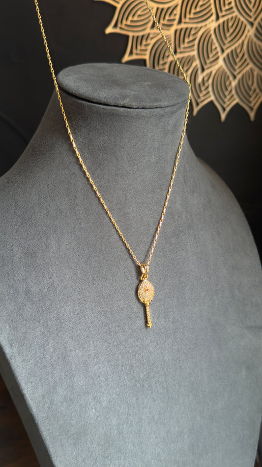 Unisex Microgold Gold Vel Pendant chain Indian Necklace