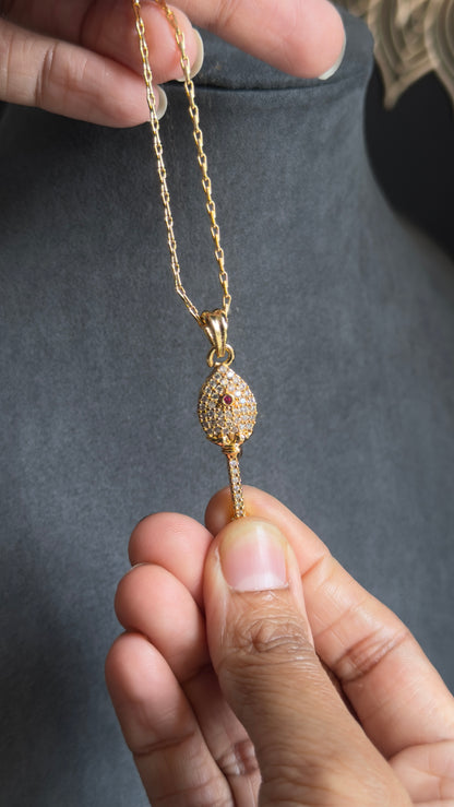Unisex Microgold Gold Vel Pendant chain Indian Necklace