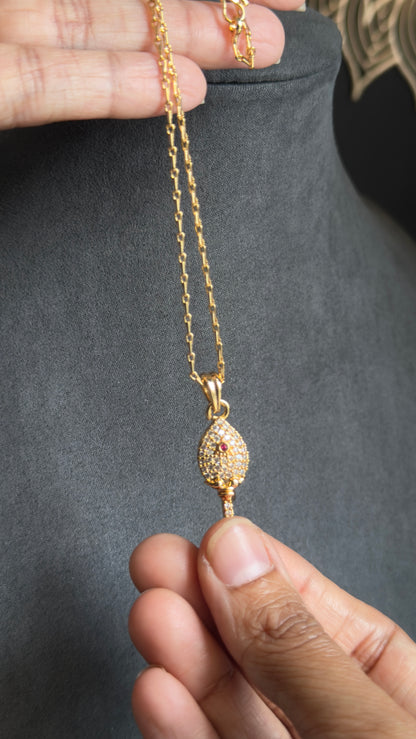 Unisex Microgold Gold Vel Pendant chain Indian Necklace