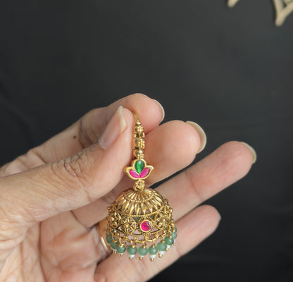 Hoop Style Jadau Gold plated South Indian Earrings Jhumka