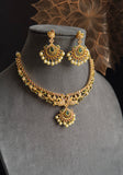 Swan and Flower Gold Necklace Set - TRADITIONAL