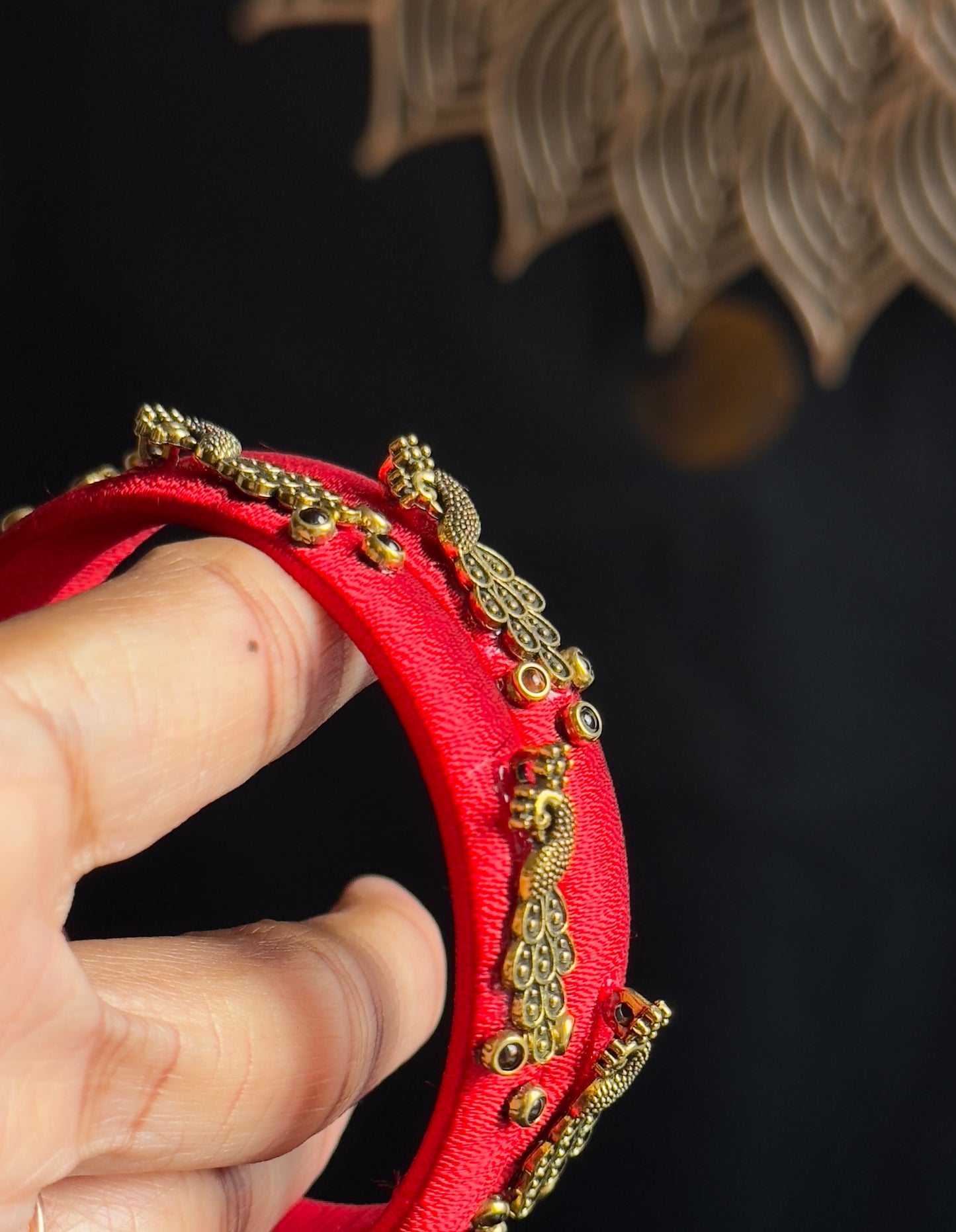 Peacock Silk Thread Handmade Kundan Bangle - FUSION