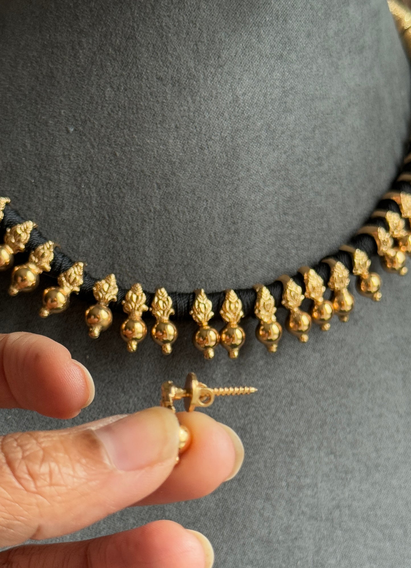 Kalash Black Silk thread Gold Necklace Set - TRADITIONAL