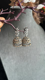 Black Blossom Jhumka Earrings Zircon Crystals - INDO WESTERN