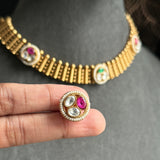 Unique Rajwadi Band Necklace Stud  Earrings - BOLLYWOOD