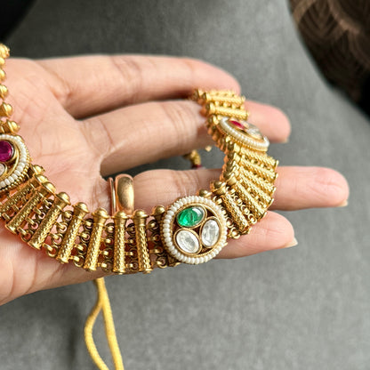 Unique Rajwadi Band Necklace Stud  Earrings - BOLLYWOOD