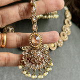 Trendy Mehendi Kundan Reverse AD Choker Earrings  Tikka - BOLLYWOOD