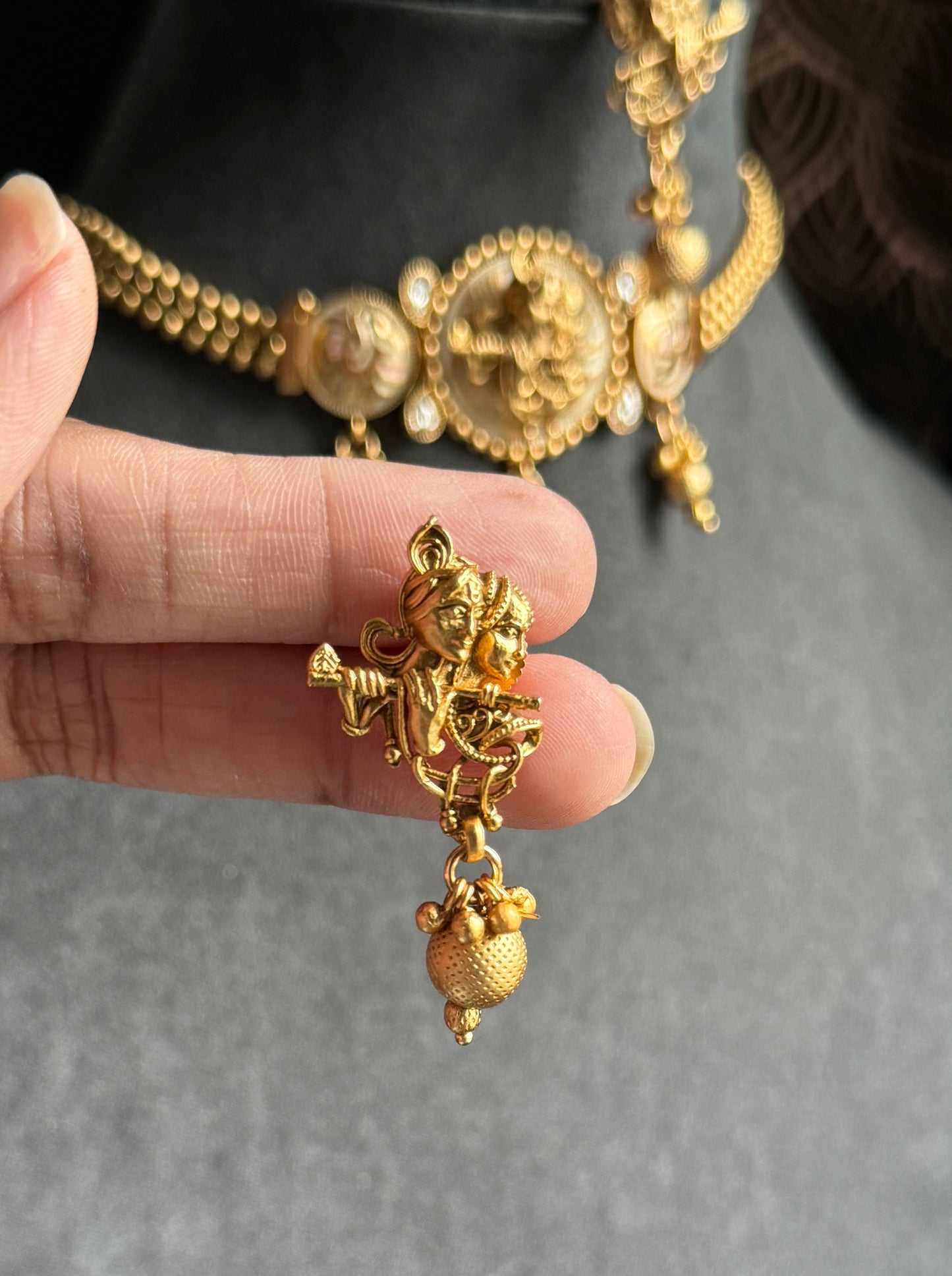 Unique Radha Krishna Necklace Set - TEMPLE