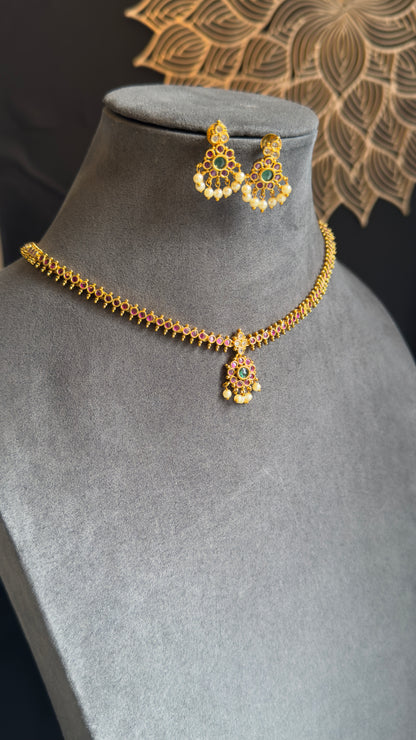 Best Selling Celebrity Traditional Kemp Atigai Set with Ruby Danglers - South Indian TRADITIONAL