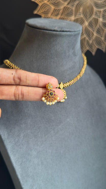 Best Selling Celebrity Traditional Kemp Atigai Set with Ruby Danglers - South Indian TRADITIONAL