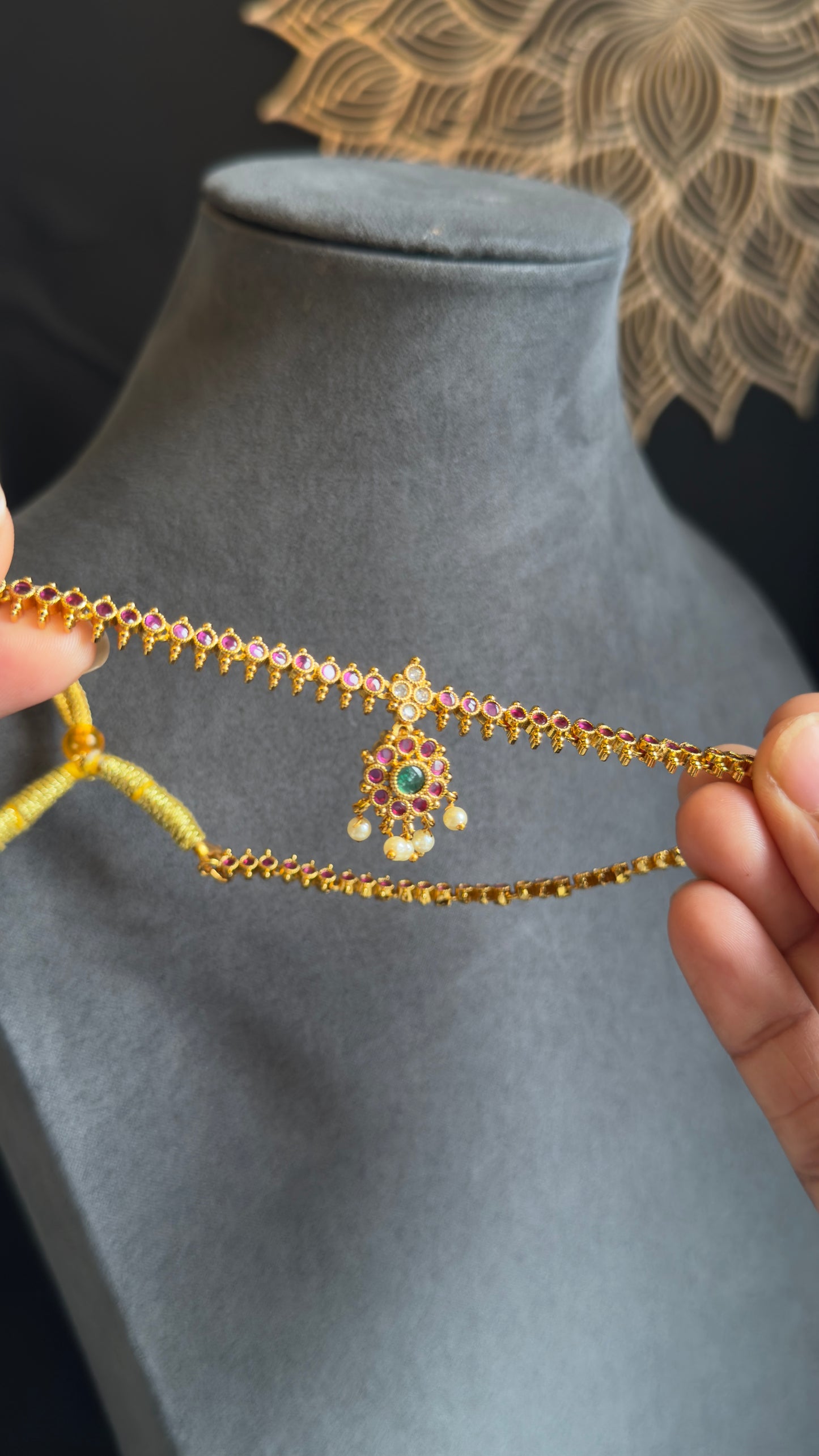 Best Selling Celebrity Traditional Kemp Atigai Set with Ruby Danglers - South Indian TRADITIONAL