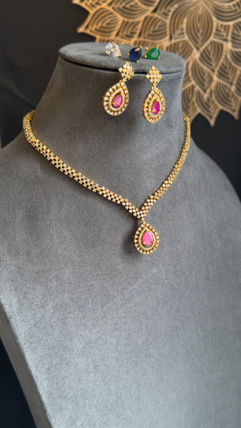 3 in 1 Interchangeable AD Stone Necklace Set