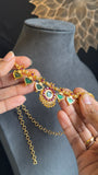 Traditional Green Palakka Microgold Necklace set South Indian Jewellery UK