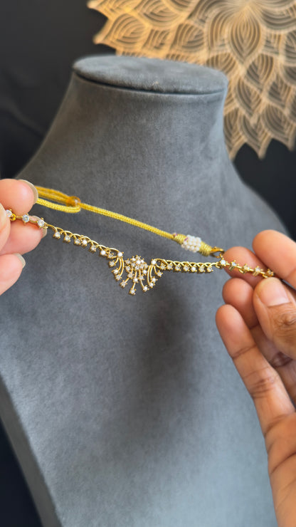 American Diamond Matt Gold Indian Necklace Set