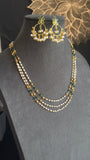 Handmade Pearl Necklace Dainty Mala Necklace with earrings