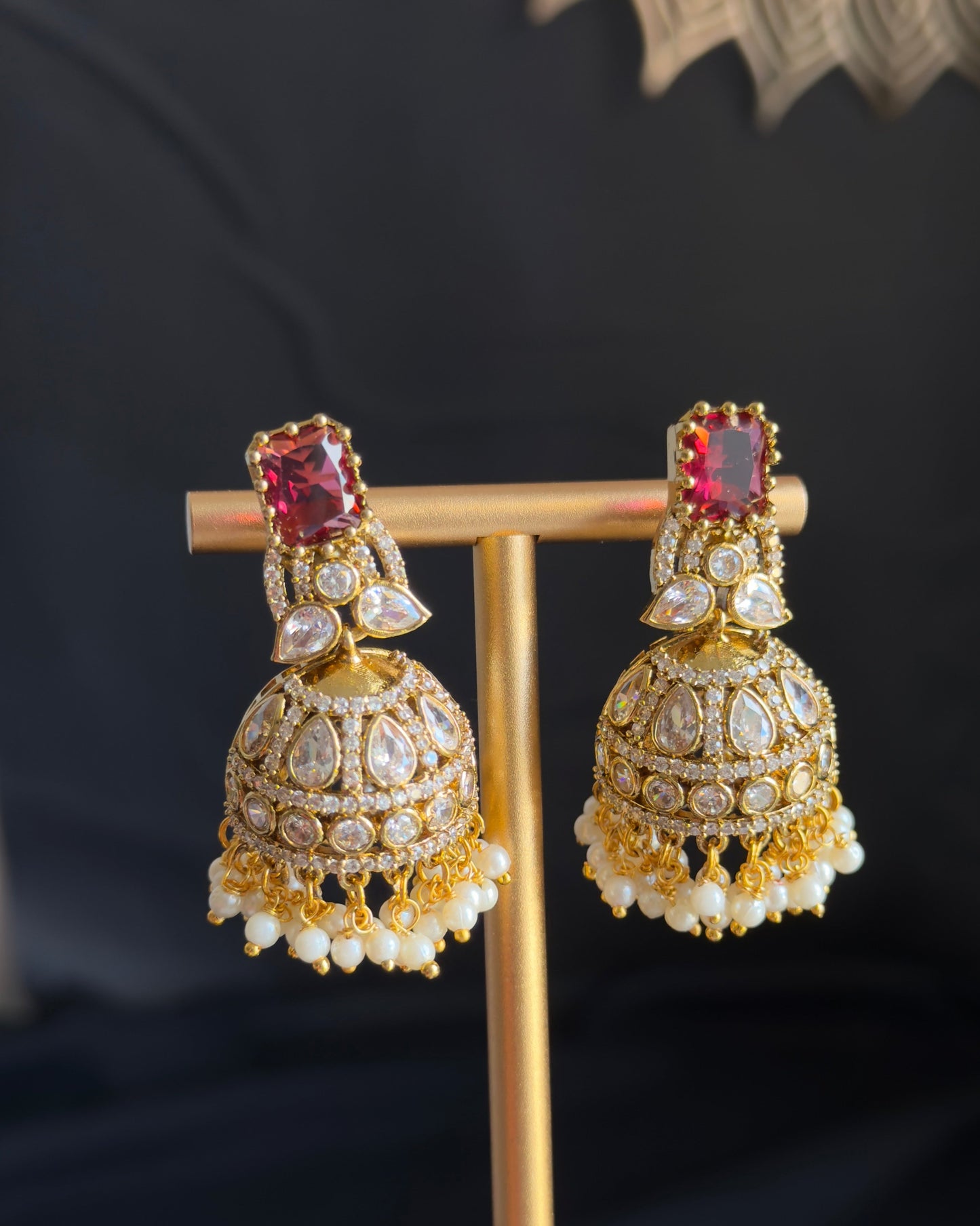 Beautiful Cubic zirconia Indian Jhumka Earrings