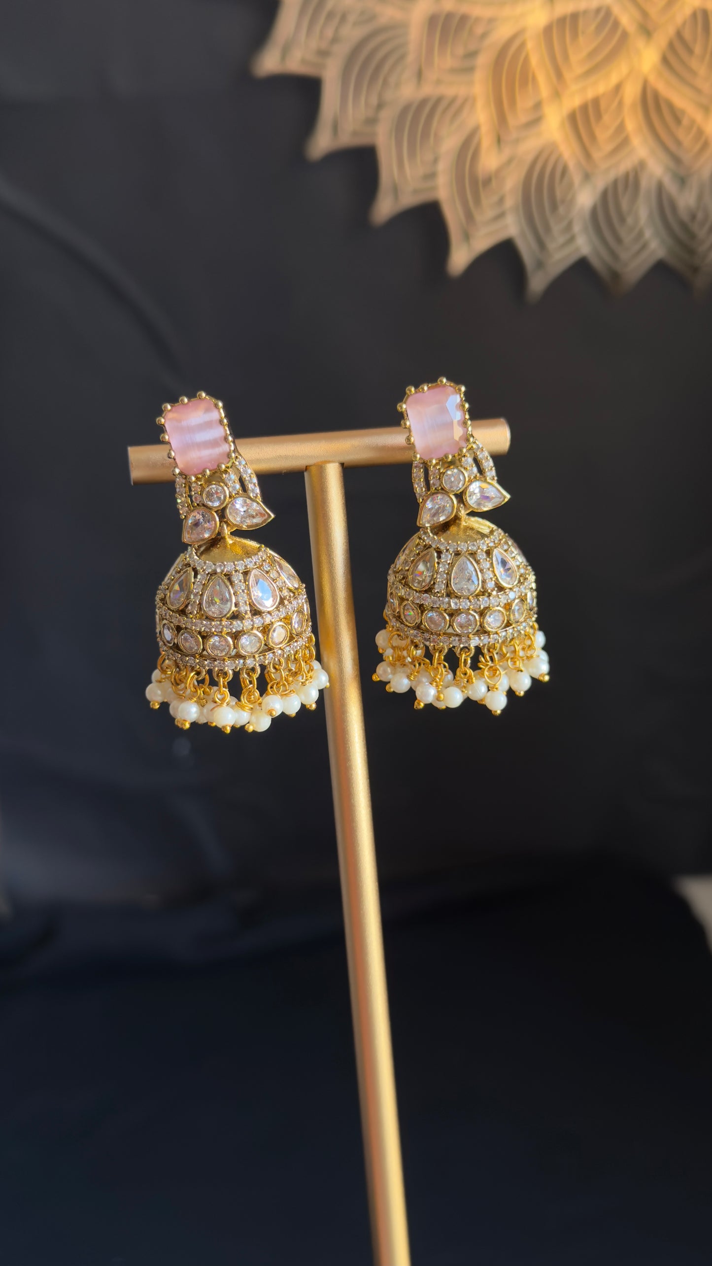 Beautiful Cubic zirconia Indian Jhumka Earrings
