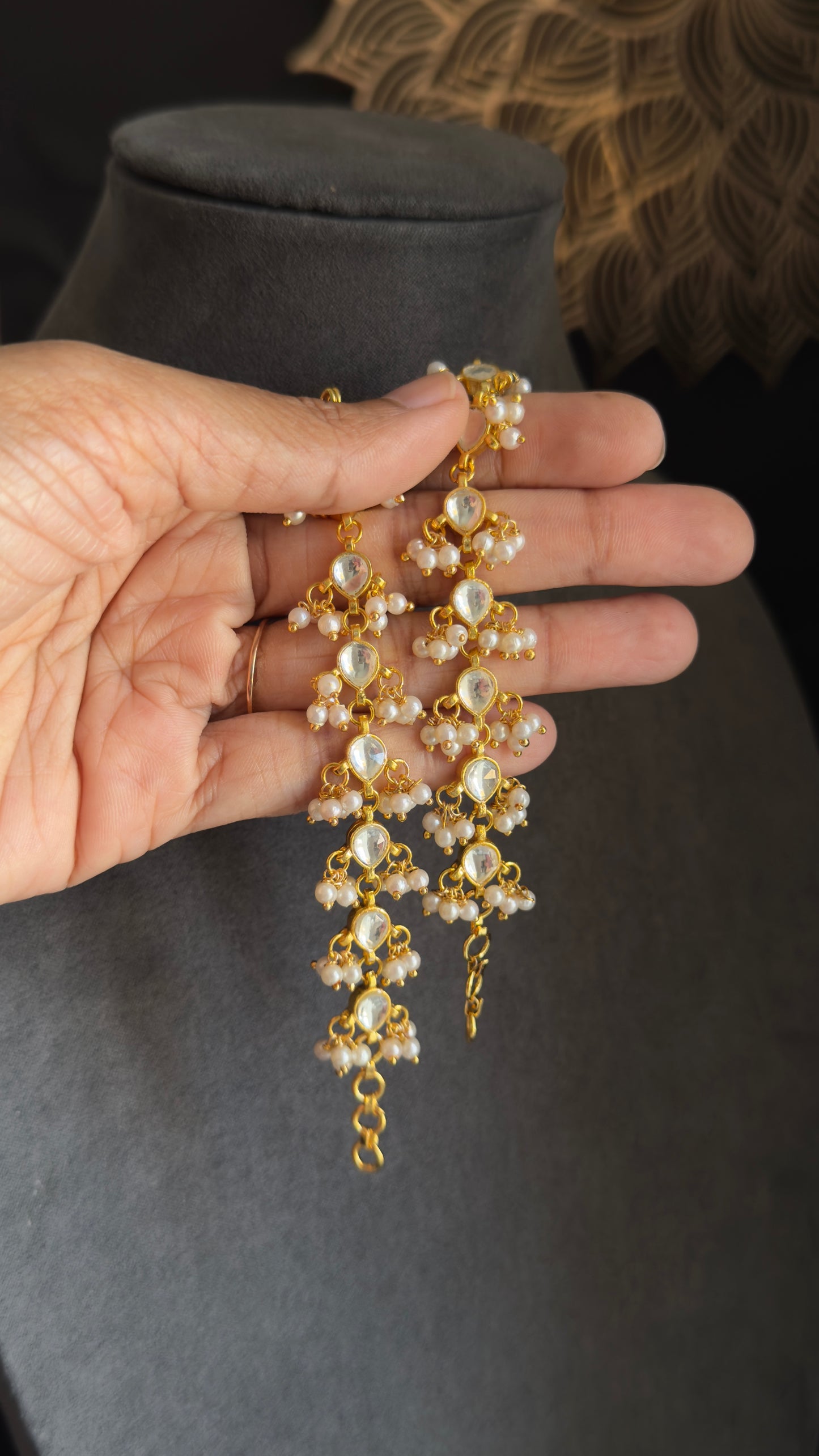 Pearl Earchain- Maatal Ear Support Long Earchain