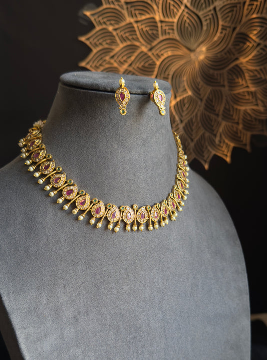 Paisley mango necklace Set - South Indian TRADITIONAL