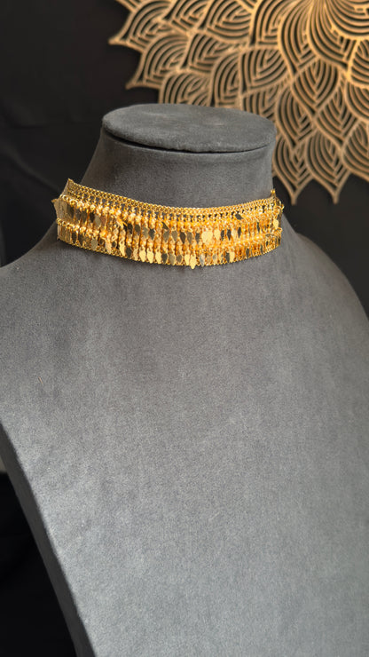 2 Line Traditional Ilakathali South Indian Gold Choker Necklace Set - TRADITIONAL