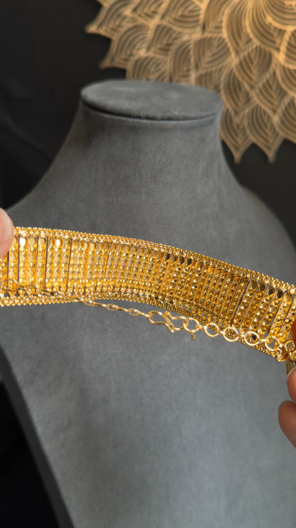 2 Line Traditional Ilakathali South Indian Gold Choker Necklace Set - TRADITIONAL