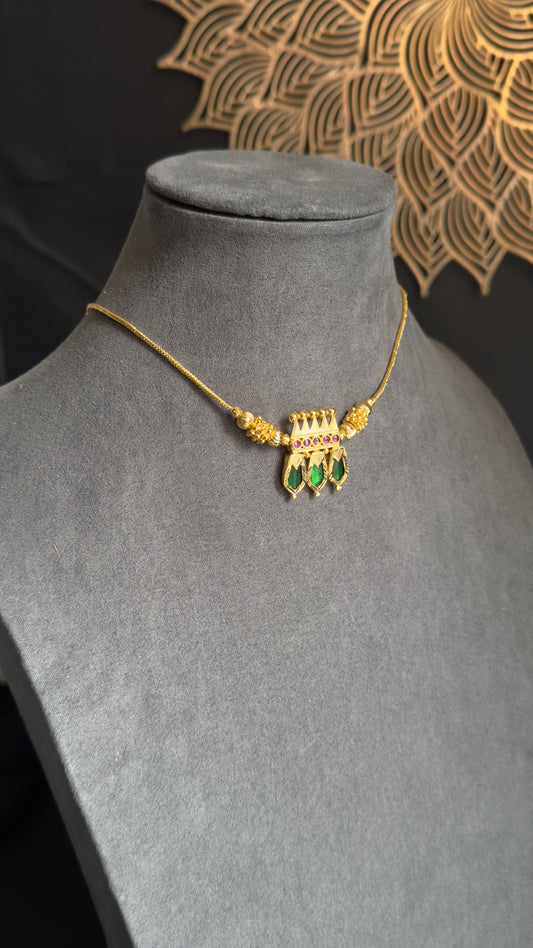 Green pendant Traditional Green Leaf Temple Jewelry | Kerala Jewelry South Indian Jewellery UK