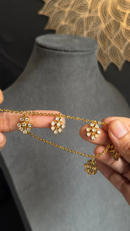 AD multi drops lightweight Gold Necklace and stud Earrings