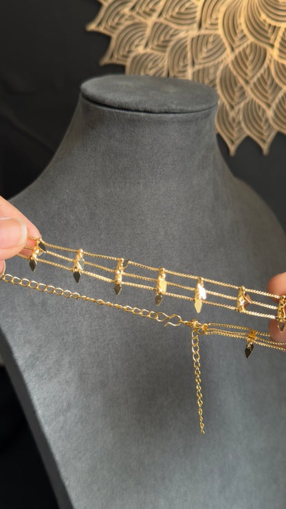 Dainty Line Traditional Ilakathali South Indian Gold Choker Necklace Set