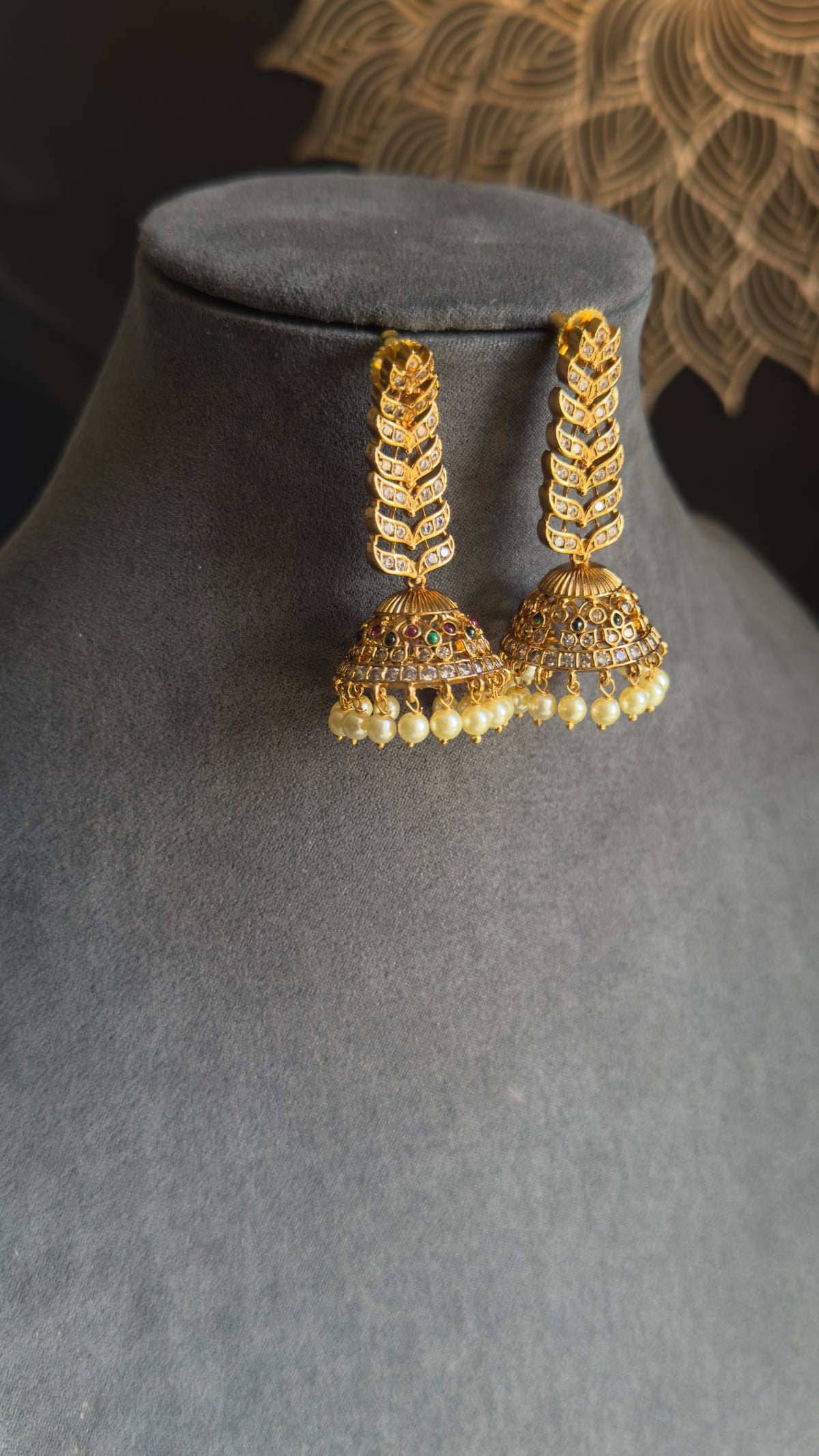 Beautiful American Diamond CZ Indian Jhumka Earrings South Indian Jewellery UK