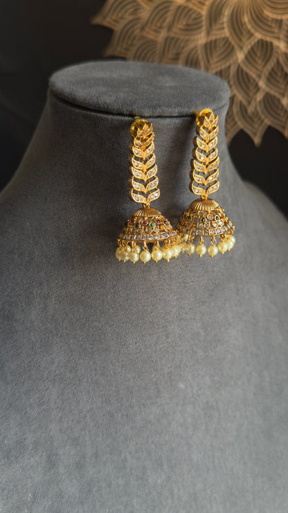 Beautiful American Diamond CZ Indian Jhumka Earrings South Indian Jewellery UK