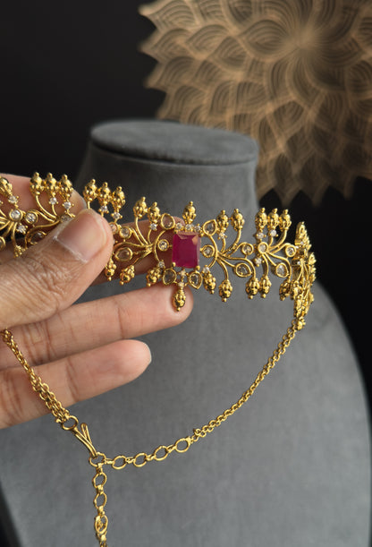 Gold South Indian Kemp AD Choker Indian Jewelry Necklace Set jhumka earrings - FUSION