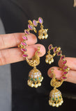 Earcuff Jhumka wrap  model Peacock-Inspired Top jhumki Indian fusion Earrings