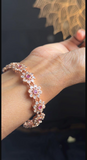 Rose Gold Flower Cubic Zirconia Bangles - INDO WESTERN