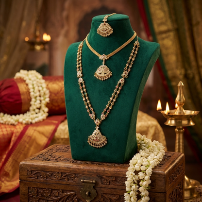 South Indian Long Gold Atigai Necklace – Traditional Jewellery