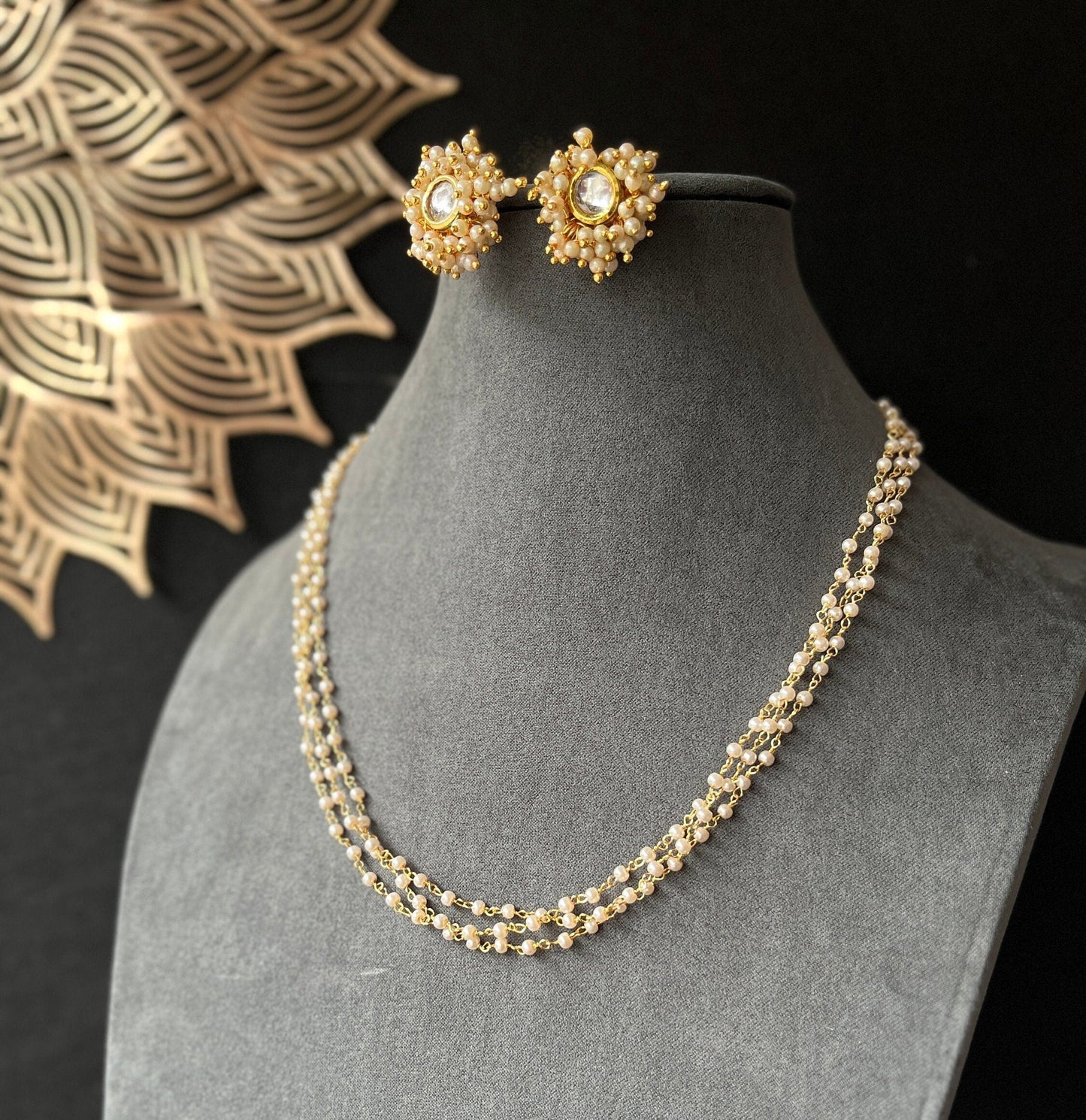 Short 3 Layer Pearl Necklace, Traditional - BUDGET