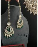 Painted Chandbali with Pearl & Earchain Support - BOLLYWOOD