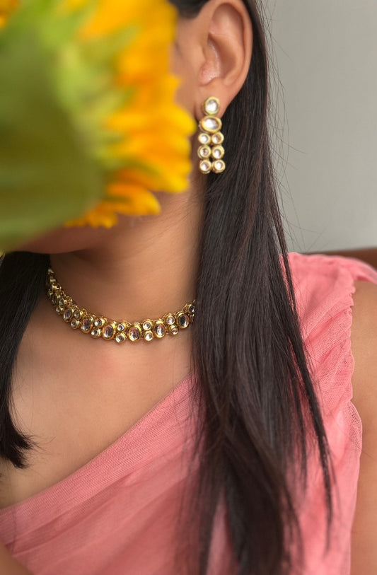 Kundan Gold Choker Set with Meenakari  - BOLLYWOOD