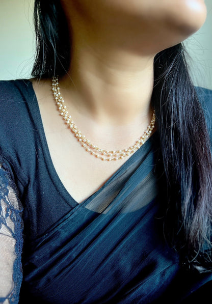 Short 3 Layer Pearl Necklace, Traditional - BUDGET